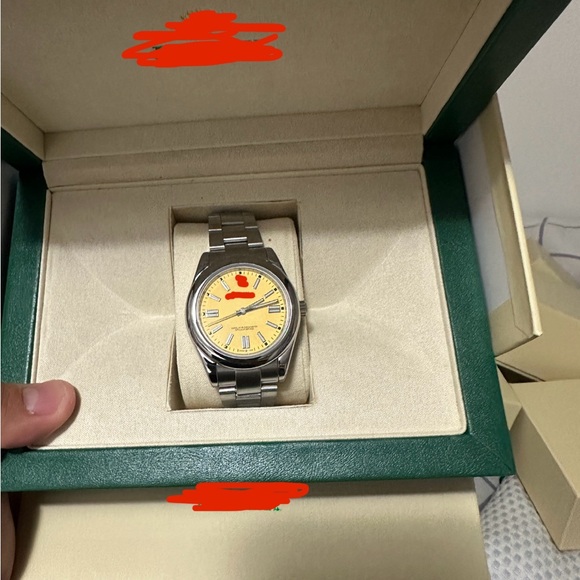Men's Silver and Yellow Watch